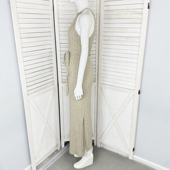 Anthropologie Amadi Caroline Knit Halter Sheath Maxi Dress Tan Small Sleeveless - Picture 2 of 12